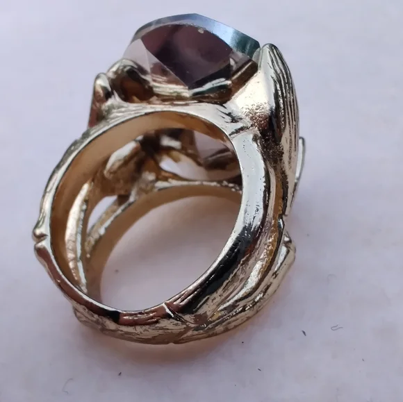 Vintage massive smoky quartz crystal ring - Picture 3 of 8
